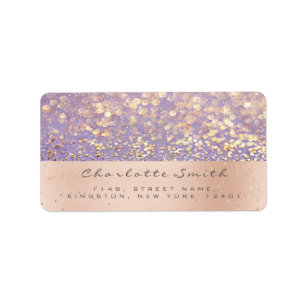 Gold Confetti Makeup Bridal RSVP Lavender Purple Label