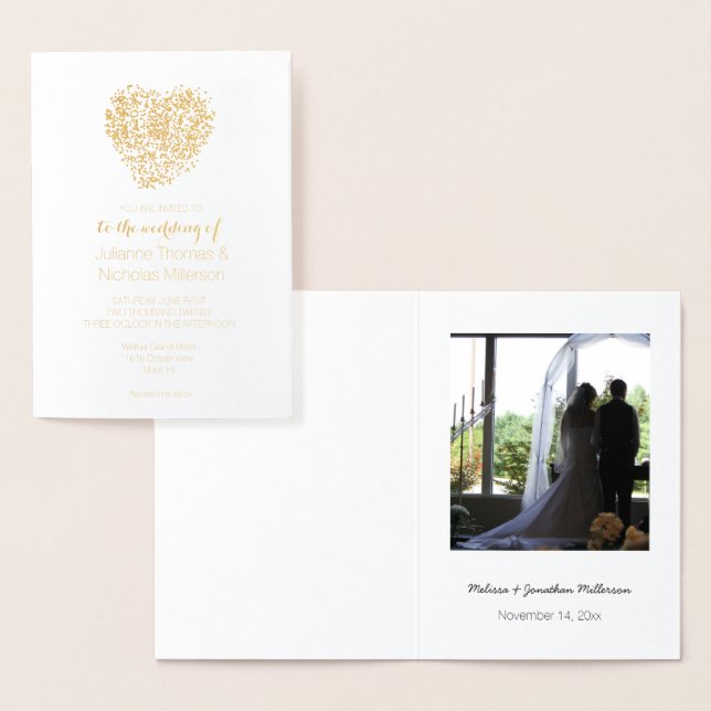 Gold Confetti Mariage de coeur Invitation personna (Affichage)