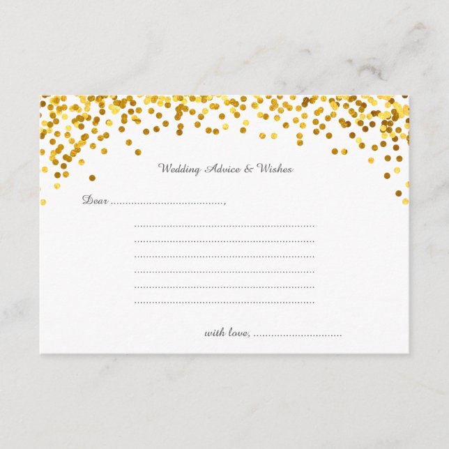 Gold Confetti Mariage Wings & Conseils Cartes (Devant)