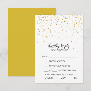 Gold Confetti Menu Choice Wedice RSVP Card