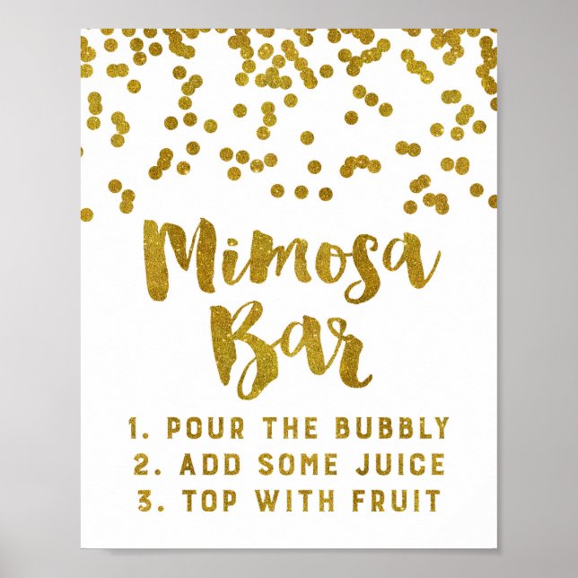 Gold Confetti Mimosa Bar Sign Wedding (Front)