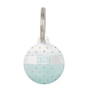 Gold Confetti Mint Watercolor Pet Tag