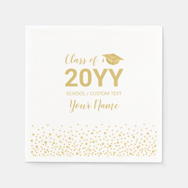 Gold Confetti Modern Graduation Party Favour Napkin (Front)