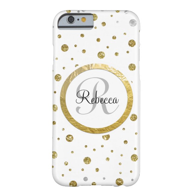 Gold Confetti Monogram Case-Mate iPhone Case (Back)