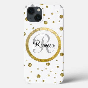 Gold Confetti Monogram iPhone 13 Case