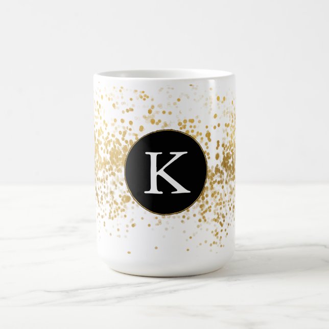 Gold Confetti Monogram Coffee Mug (Center)