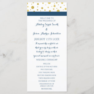Gold Confetti Navy Blue Wedding Program