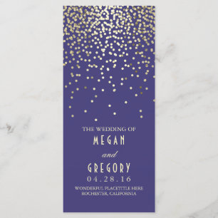 Gold Confetti Navy Elegant Glitter Wedding Program