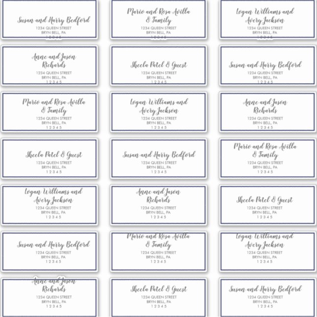 Gold Confetti | Navy Wedding Guest Address Labels (Front)