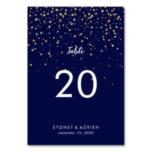 Gold Confetti   Navy Wedding Table Numbers
