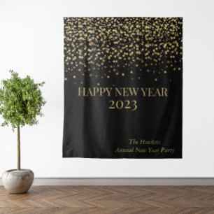 Gold Confetti New Year Personalized  Tapestry