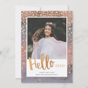 Gold Confetti New Year Photo Card