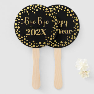 Gold confetti New Year Photo Prop Hand Fan