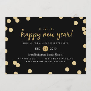 Gold Confetti New Years Eve Party Invite