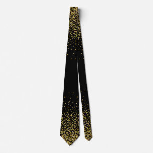 Gold Confetti On Black Tie