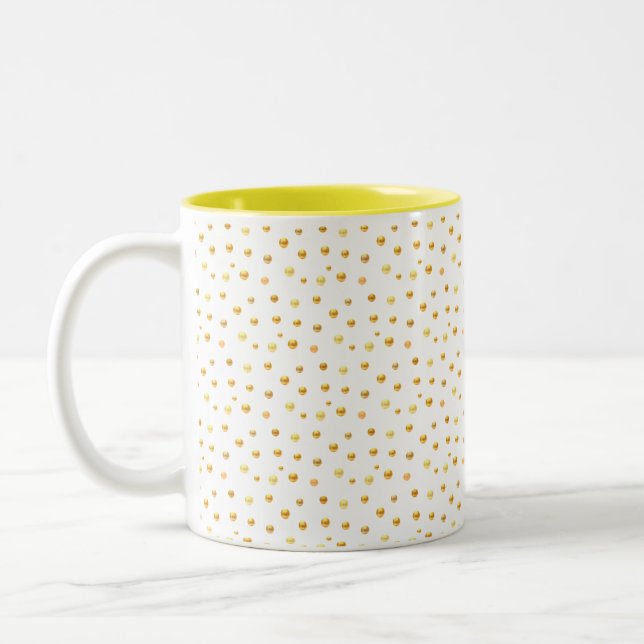  Gold Confetti on White Two-Tone Coffee Mug (Left)