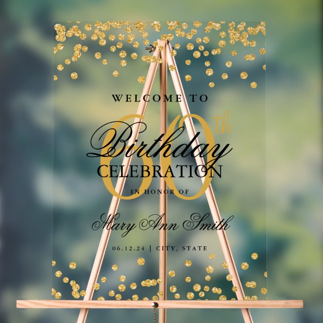 Gold Confetti Parties scintillant 60e anniversaire (Neutre)