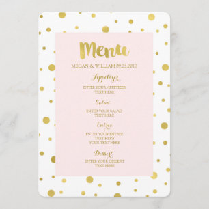 Gold Confetti Pastel Blush Pink Mariage Menu