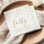 Gold Confetti Personalized 40th Birthday Party Napkin<br><div class="desc">Help them celebrate their 40th birthday in style with this simple but elegant design, featuring faux gold triangular confetti sifting down on the word "forty" in stylish gold handwriting font. Personalize it with the name of the honoree in gold sans serif font, along with the occasion and date below in...</div>