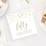 Gold Confetti Personalized 50th Birthday Party Napkin<br><div class="desc">Help them celebrate their 50th birthday in style with this simple but elegant design, featuring faux gold triangular confetti sifting down on the word "fifty" in stylish gold handwriting font. Personalize it with the name of the honoree in gold sans serif font, along with the occasion and date below in...</div>