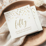 Gold Confetti Personalized 50th Birthday Party Napkin<br><div class="desc">Help them celebrate their 50th birthday in style with this simple but elegant design, featuring faux gold triangular confetti sifting down on the word "fifty" in stylish gold handwriting font. Personalize it with the name of the honoree in gold sans serif font, along with the occasion and date below in...</div>