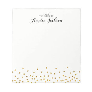 Gold Confetti Personalized Notepad Stationery