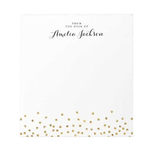 Gold Confetti Personalized Notepad Stationery (Front)