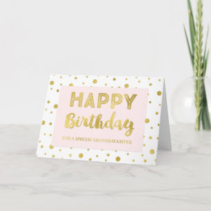 Gold Confetti Pink Granddaughter Birthday Card