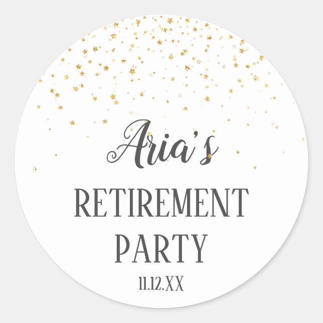 Gold Confetti Retirement Party Envelope Seals (Front)