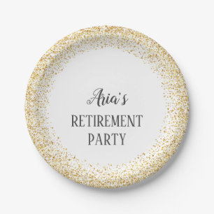 Gold Confetti Retirement Party Plates