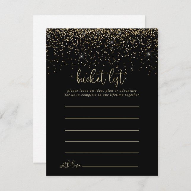 Gold Confetti Script Bucket List Cards (Front/Back)