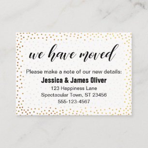Gold Confetti & Script Nous Avons Déménagé Carte d