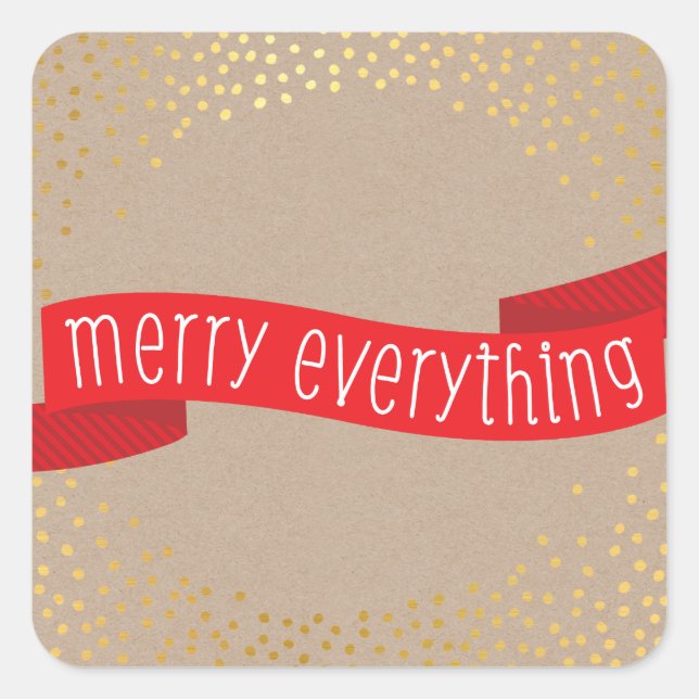GOLD CONFETTI SNOW PHOTO merry everything banner Square Sticker (Front)