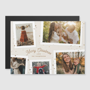 Gold Confetti Souvenirs Noël Photo Magnet