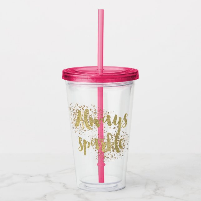 Gold Confetti Sparkle Acrylic Tumbler (Front)