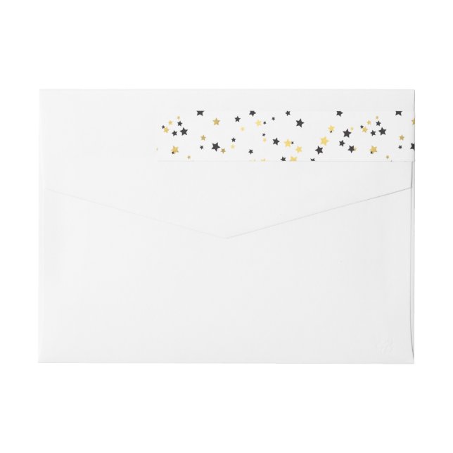 Gold Confetti Stars | Holiday Wraparound Label (Back)