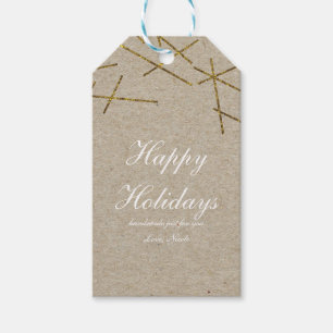 Gold Confetti Sticks Christmas Holiday Gift Tag