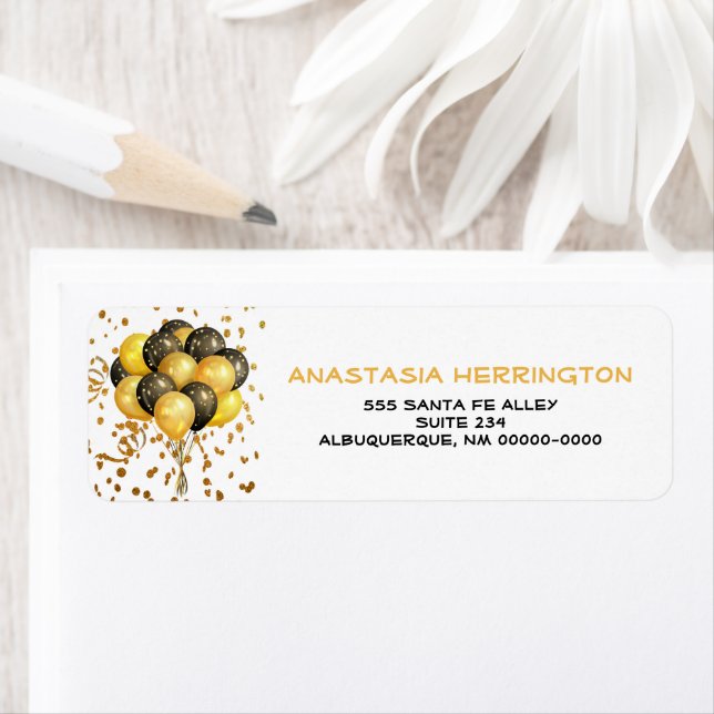Gold Confetti Streamers Balloon Bundle Festive (Insitu)