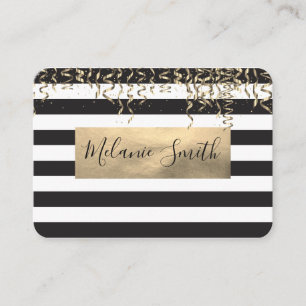 Gold Confetti / Stripes Business Card