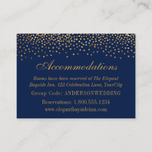 Gold Confetti sur les cartes d'hébergement des Mar