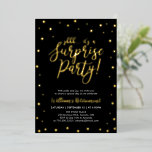 Gold Confetti Surprise Retirement Party<br><div class="desc">Celebrate your special day with this stylish retirement party foil invitation. This design features a chic gold foil text "shhh... it's a Surprise Party!" with a simple confetti background. You can customize the text with any event or occasion. More invitations and party supplies are available at my shop BaraBomDesign.</div>