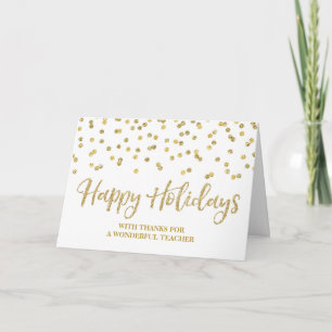 Gold Confetti Teacher Christmas Card