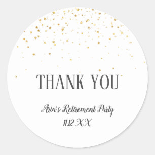 Gold Confetti Thank You Favour Classic Round Sticker