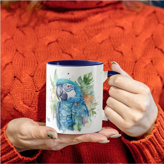 Gold Confetti Tropical Blue Parrot Mug (Creator Uploaded)