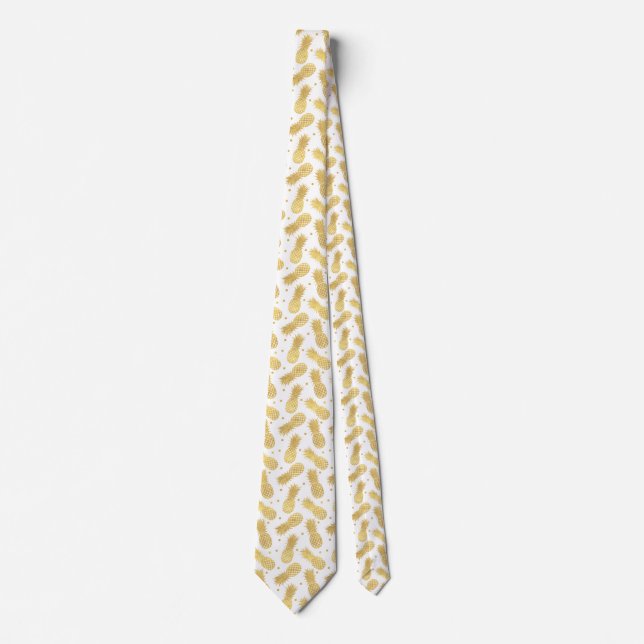 Gold Confetti Tropical Pineapples Tie (Front)