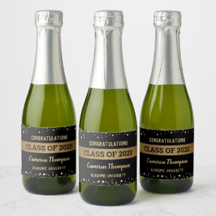 Gold Confetti University Graduation Class of 2020 Sparkling Wine Label
