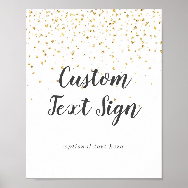 Gold Confetti Wedding Custom Text Sign (Front)