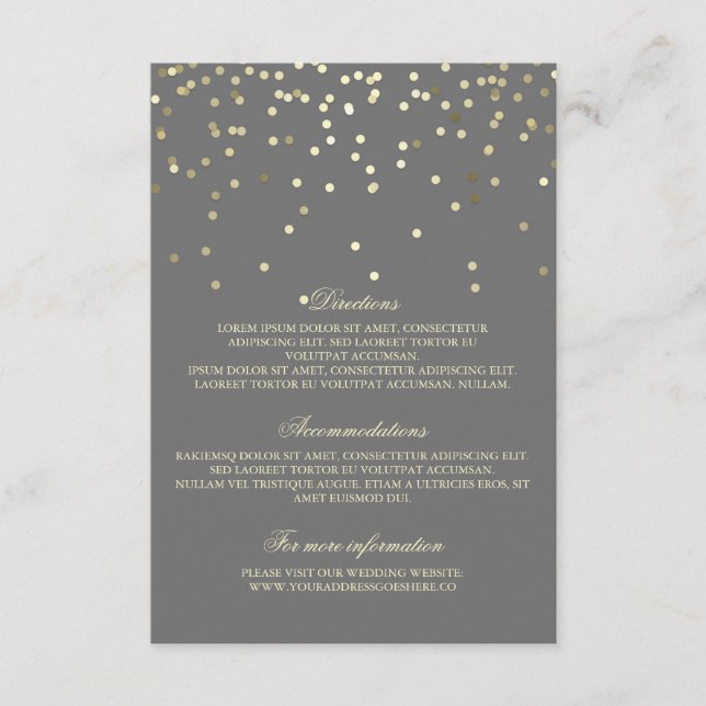 Gold Confetti Wedding Details - Information Enclosure Card (Front)