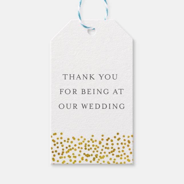 Gold Confetti Wedding Favour Tags (Front)