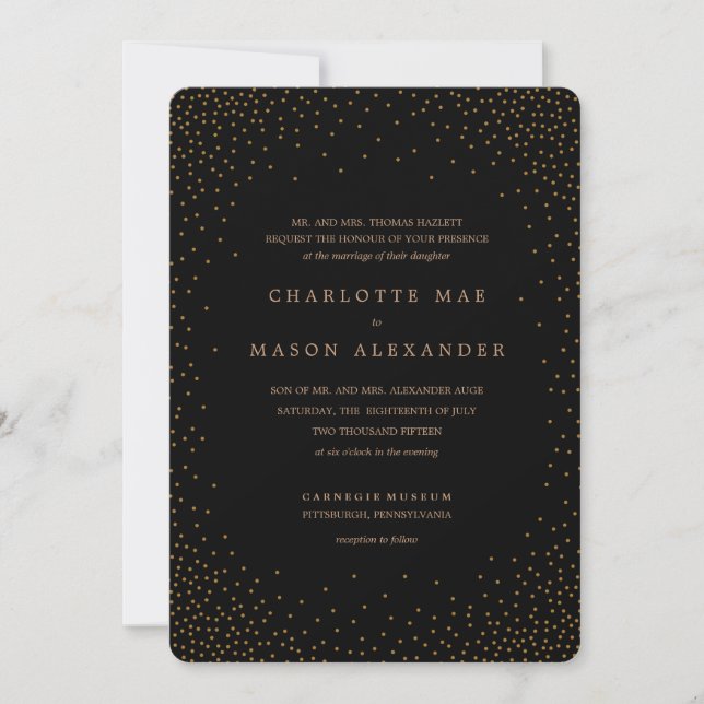 GOLD CONFETTI wedding invitation (Front)